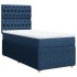 Cama box spring con colchón tela azul 80x200