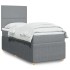 Cama box spring con colchón tela gris claro 90x200