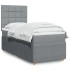 Cama box spring con colchón tela gris claro 90x200
