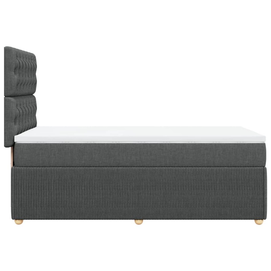 Cama box spring con colchón tela gris oscuro 90x200