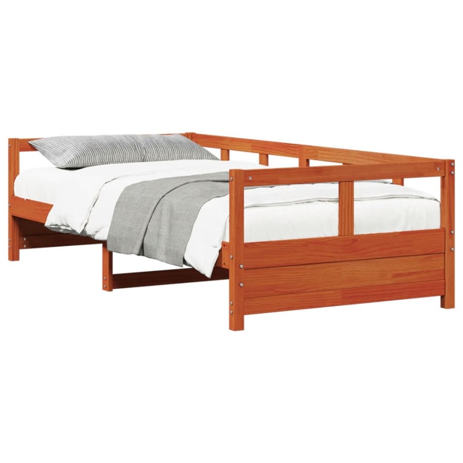 Sofá cama sin colchón madera maciza pino marrón cera 90x200