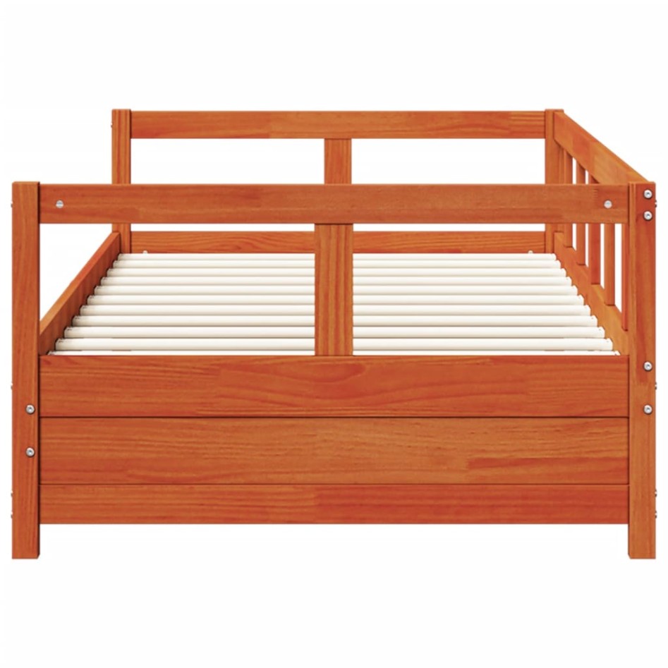 Sofá cama sin colchón madera maciza pino marrón cera 90x200