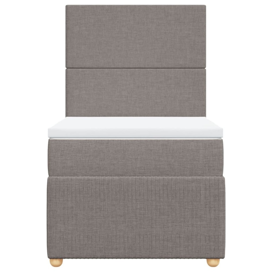 Cama box spring con colchón tela gris taupe 100x200