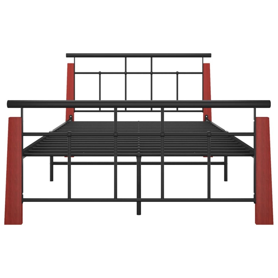 Estructura de cama metal y madera maciza de roble 130x200