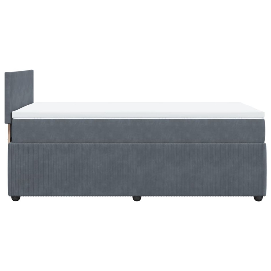 Cama box spring con colchón terciopelo gris oscuro 80x200