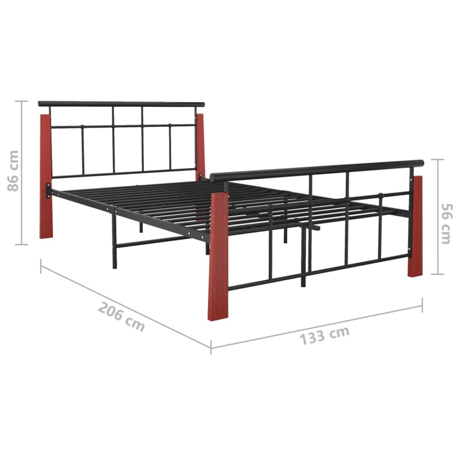 Estructura de cama metal y madera maciza de roble 130x200