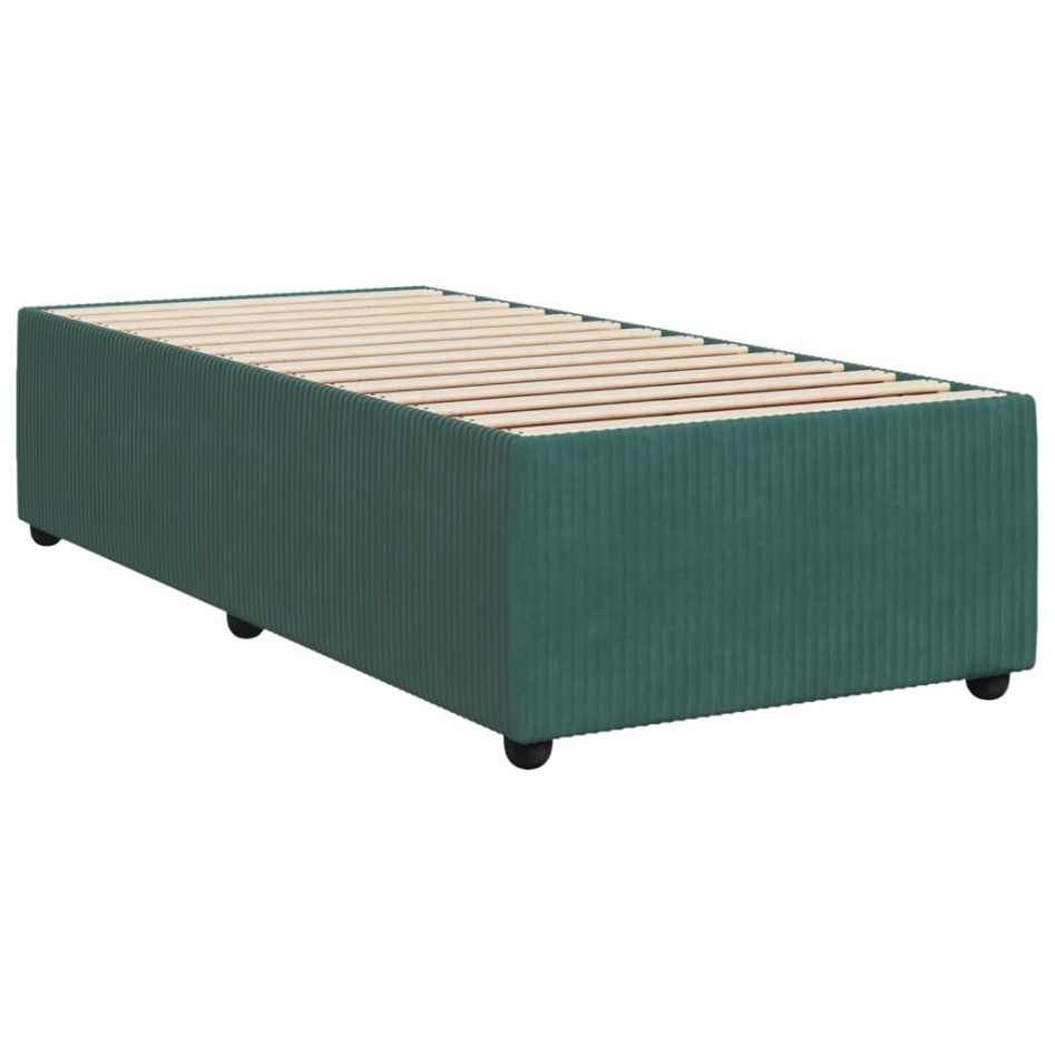 Cama box spring con colchón terciopelo verde oscuro 80x200