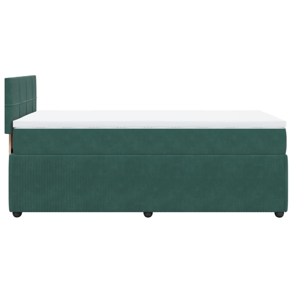 Cama box spring con colchón terciopelo verde oscuro 80x200