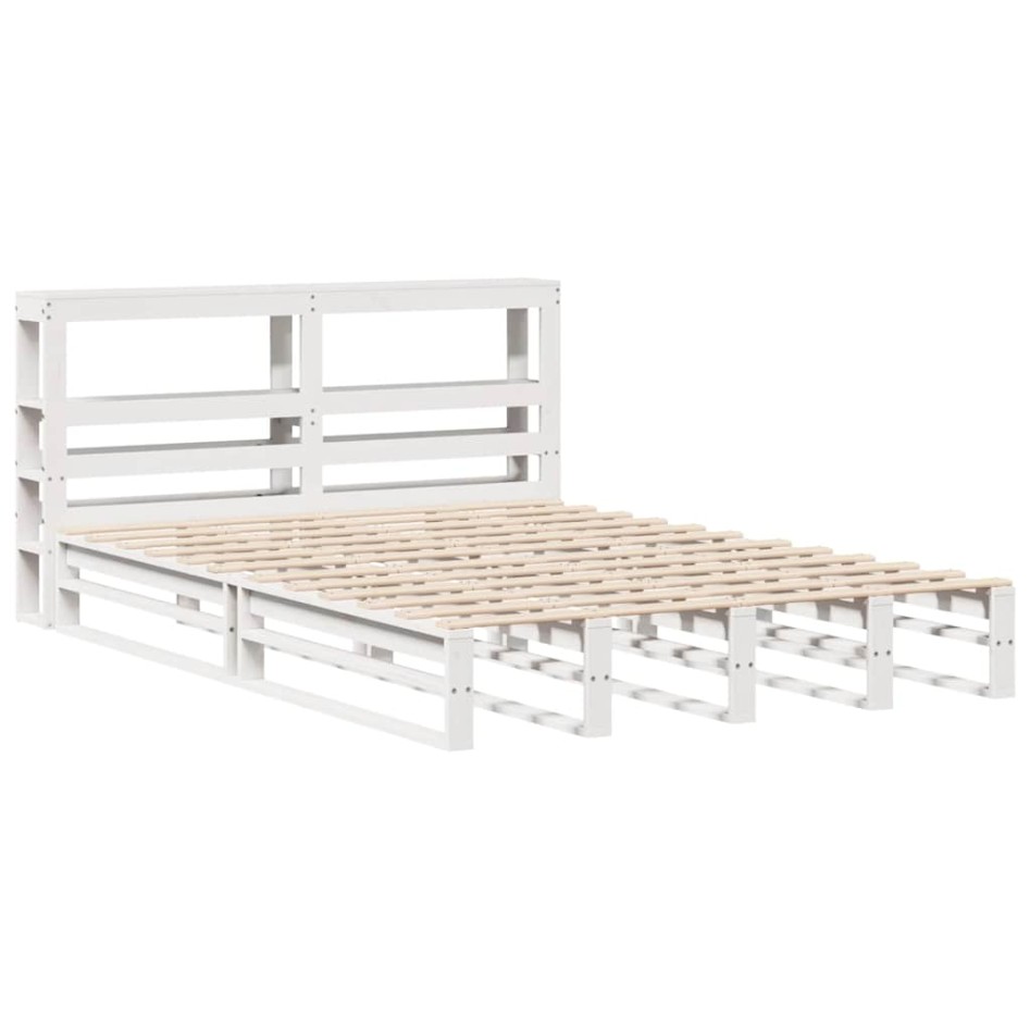 Estructura de cama sin colchón madera de pino blanca 150x200