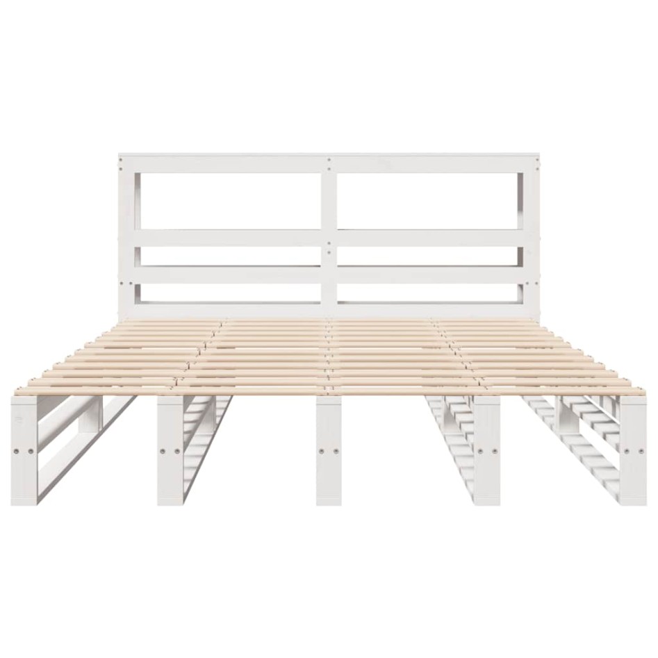 Estructura de cama sin colchón madera de pino blanca 150x200