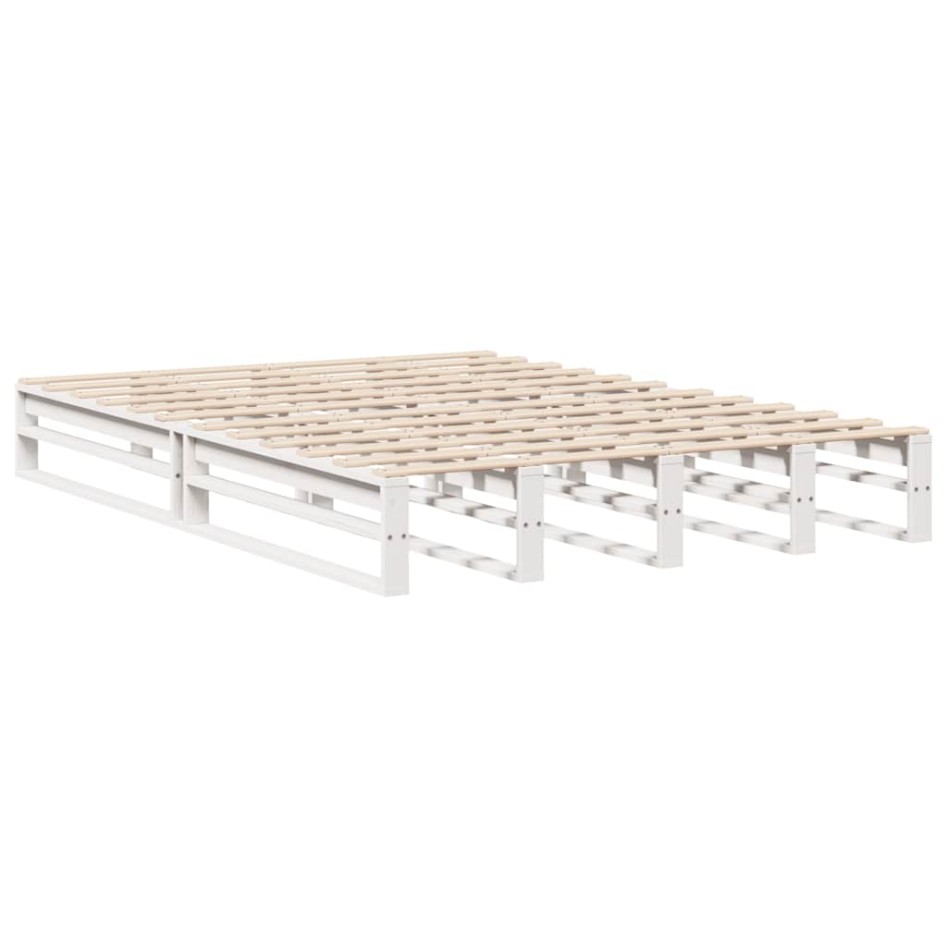 Estructura de cama sin colchón madera de pino blanca 150x200
