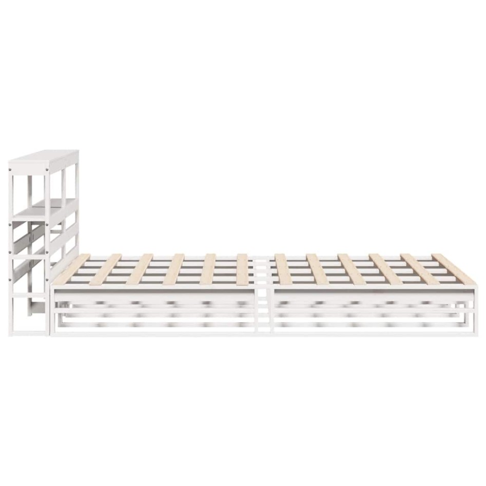 Estructura de cama sin colchón madera de pino blanca 150x200