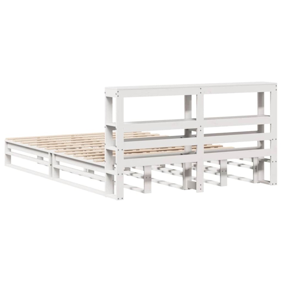 Estructura de cama sin colchón madera de pino blanca 150x200