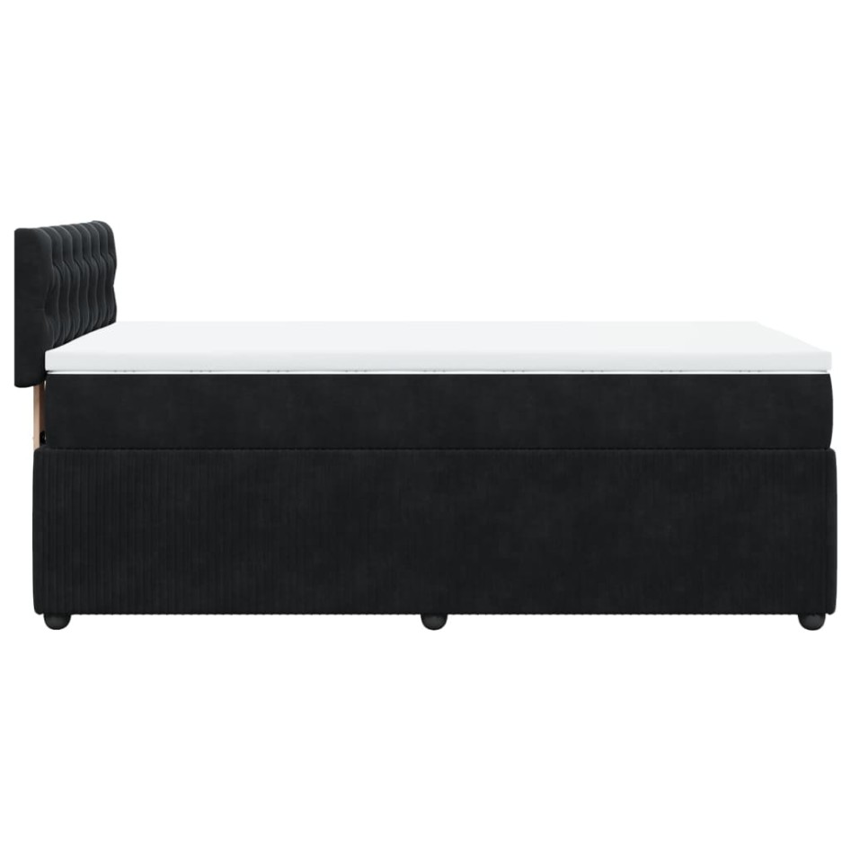 Cama box spring con colchón terciopelo negro 80x200
