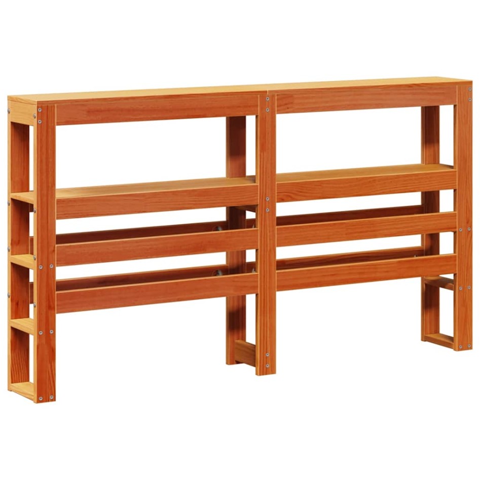 Cama sin colchón madera maciza de pino marrón cera 160x200