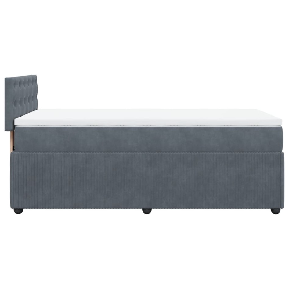 Cama box spring con colchón terciopelo gris oscuro 80x200