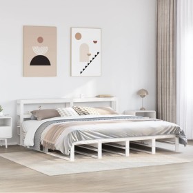 Estructura de cama sin colchón madera maciza blanca 200x200