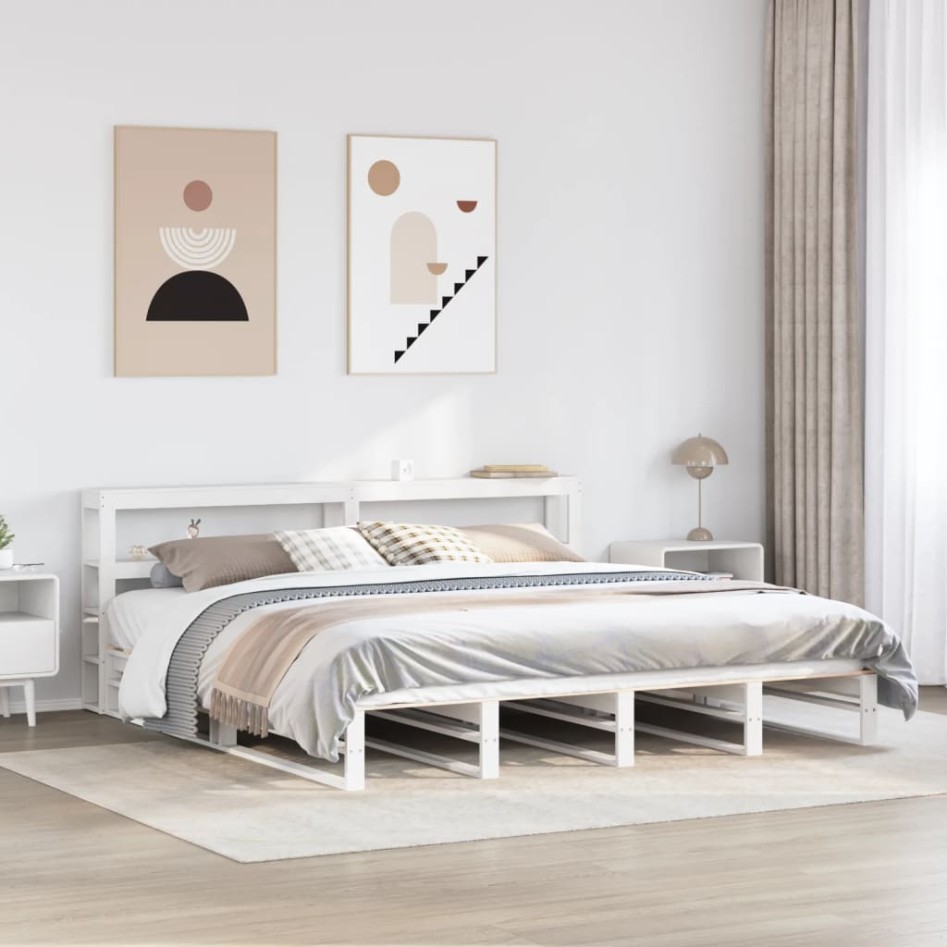 Estructura de cama sin colchón madera maciza blanca 200x200
