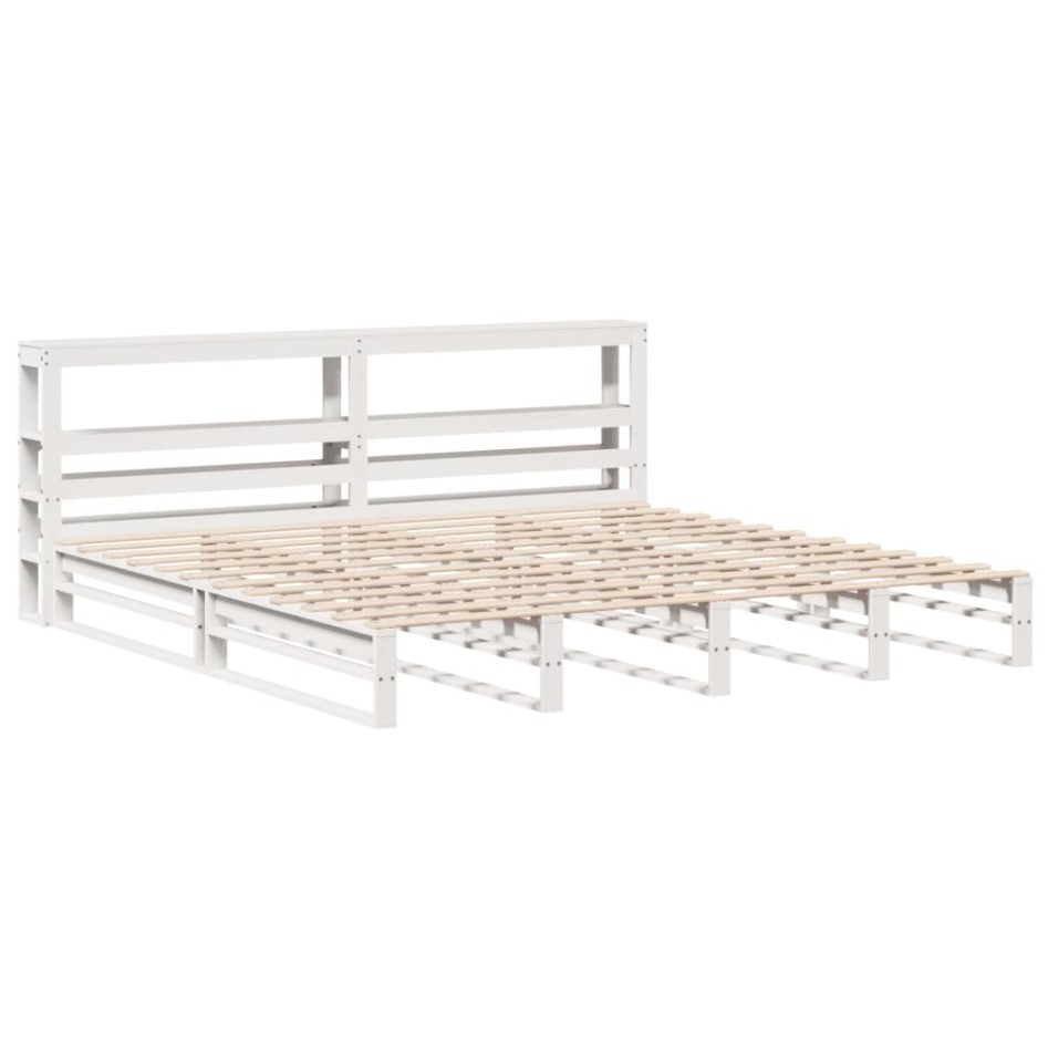 Estructura de cama sin colchón madera maciza blanca 200x200