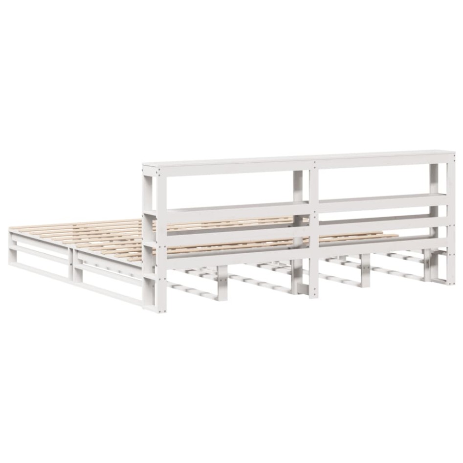 Estructura de cama sin colchón madera maciza blanca 200x200