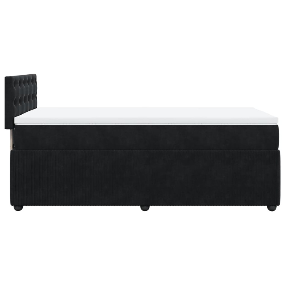 Cama box spring con colchón terciopelo negro 100x200