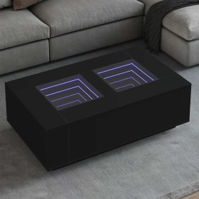 Mesa de centro con LED Infinity negra 116x69x40