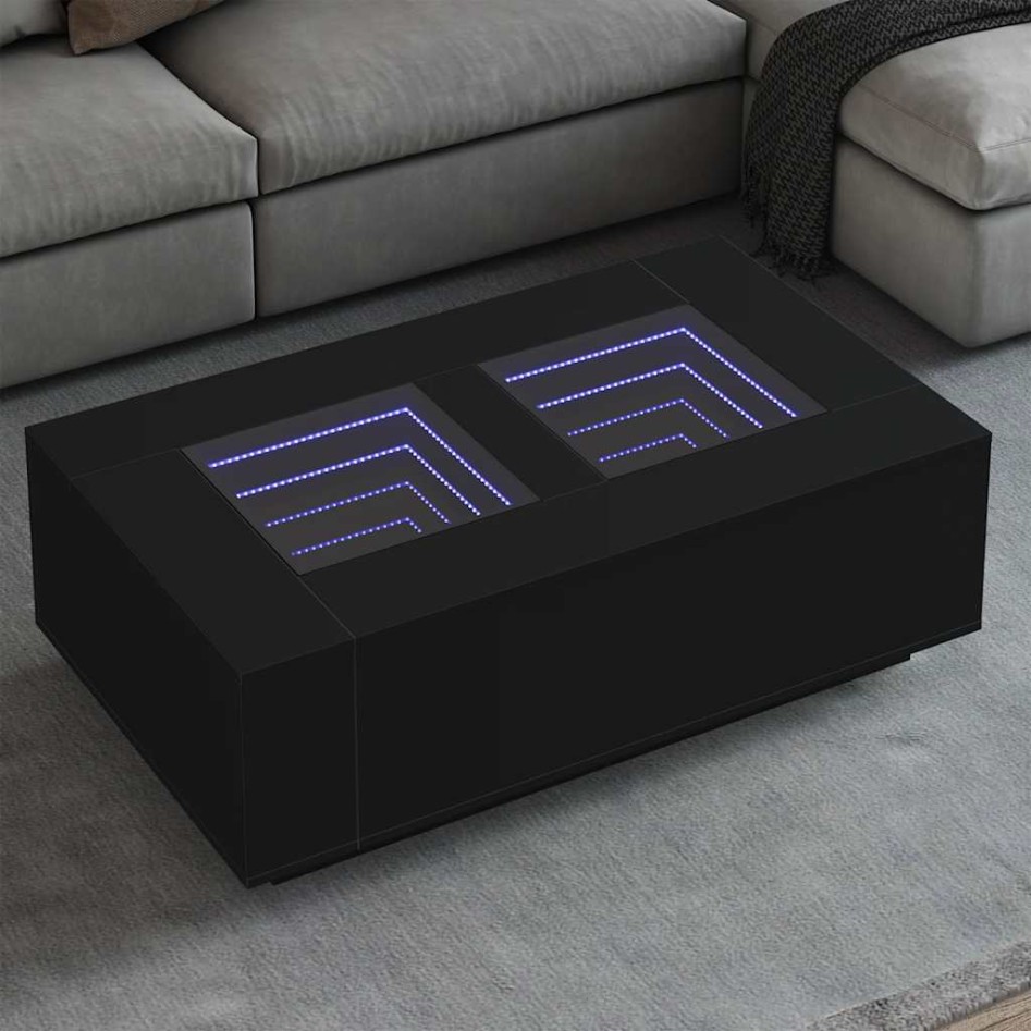 Mesa de centro con LED Infinity negra 116x69x40