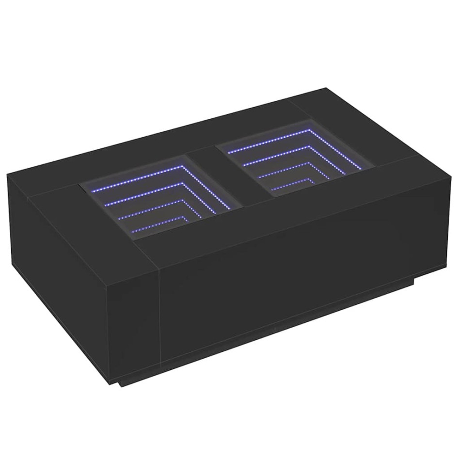 Mesa de centro con LED Infinity negra 116x69x40