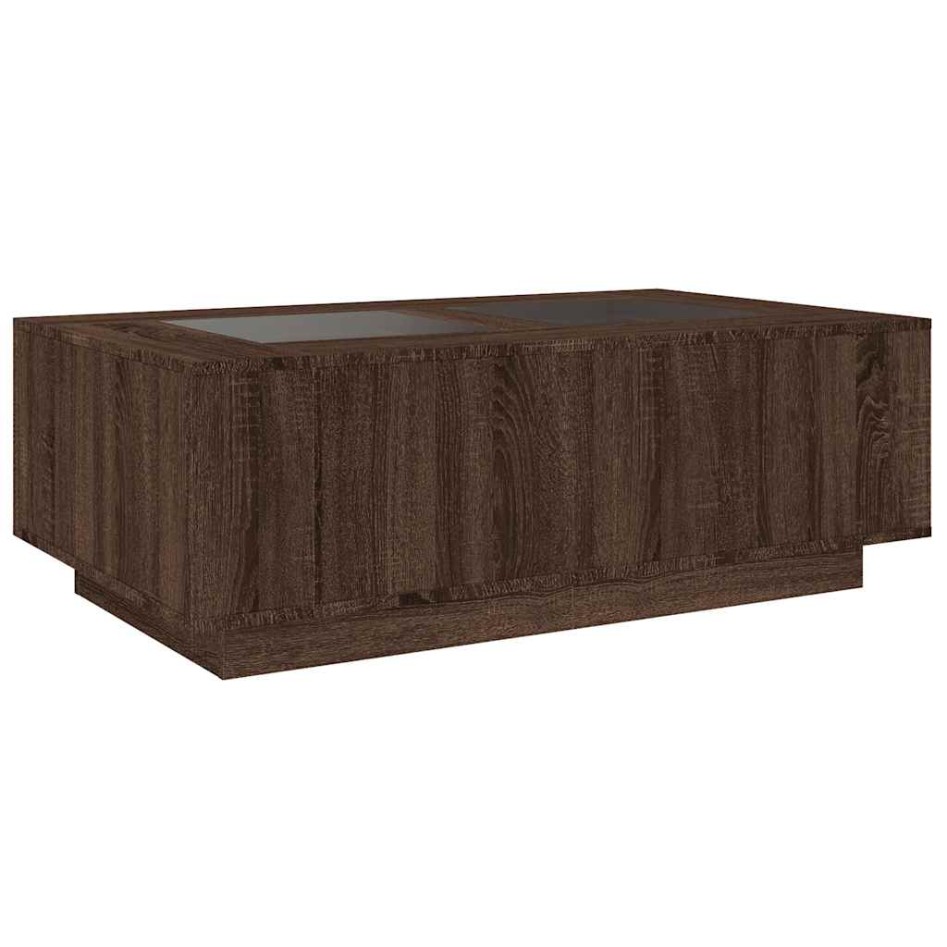 Mesa de centro con Infinity LED marrón roble 116x69x40