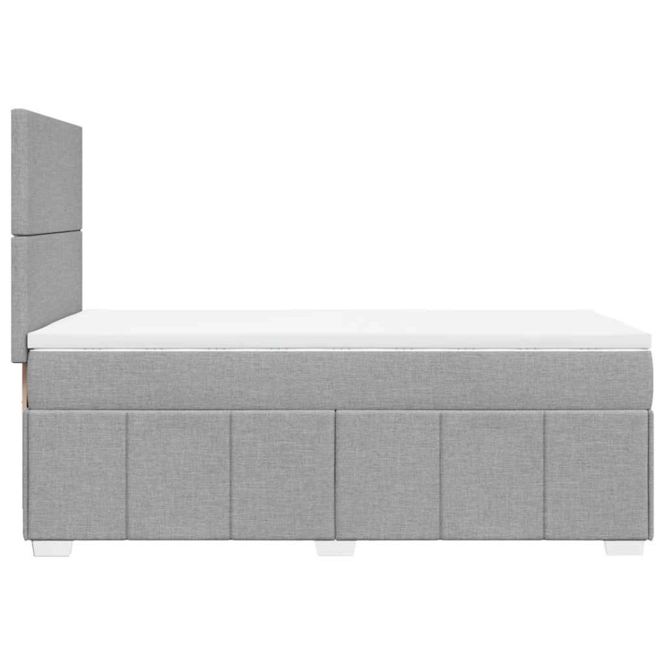 Cama box spring con colchón tela gris claro 80x200