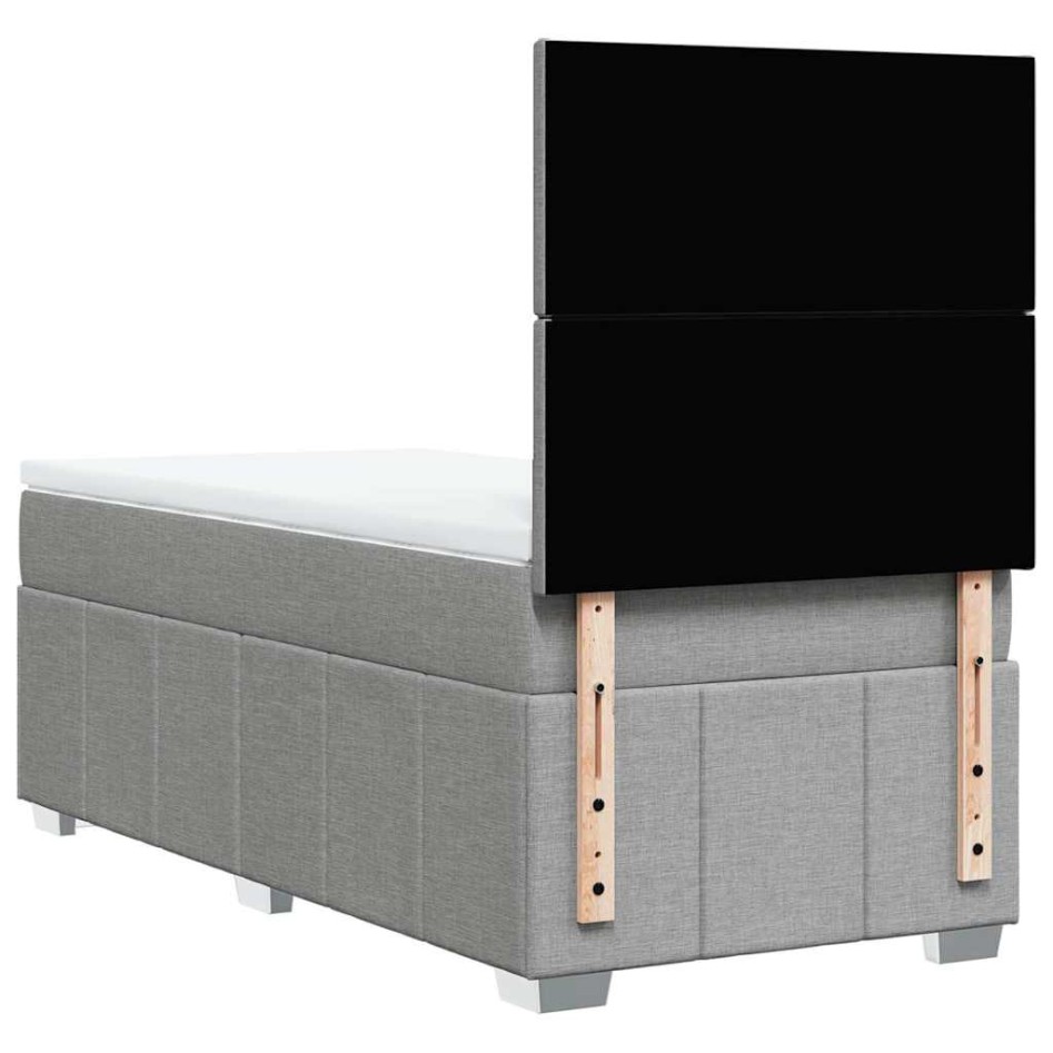 Cama box spring con colchón tela gris claro 80x200