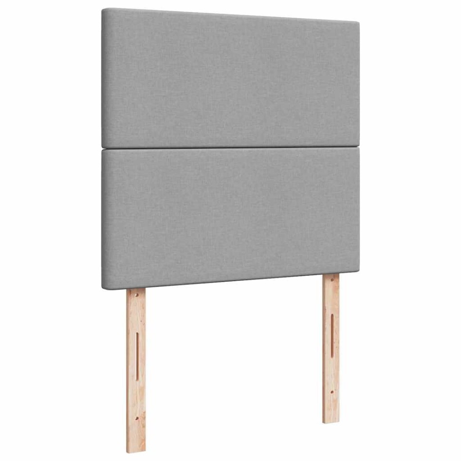 Cama box spring con colchón tela gris claro 80x200