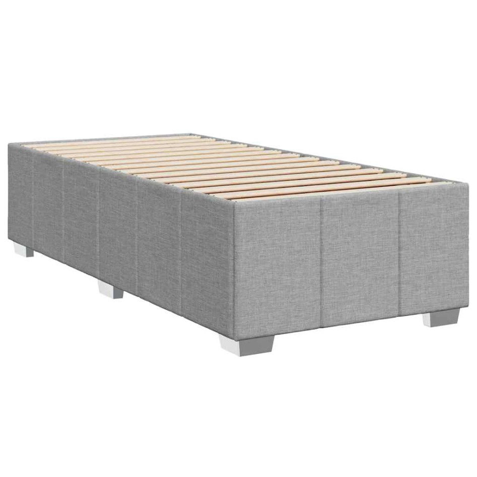 Cama box spring con colchón tela gris claro 80x200