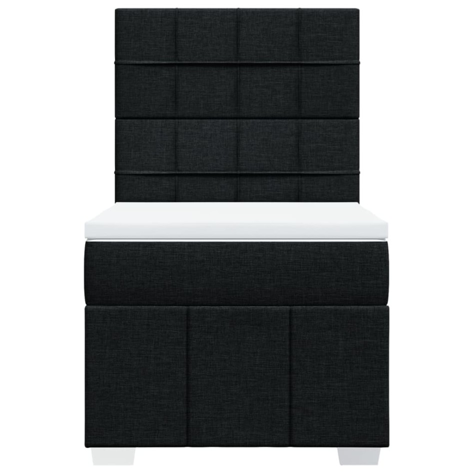 Cama box spring con colchón tela negro 80x200