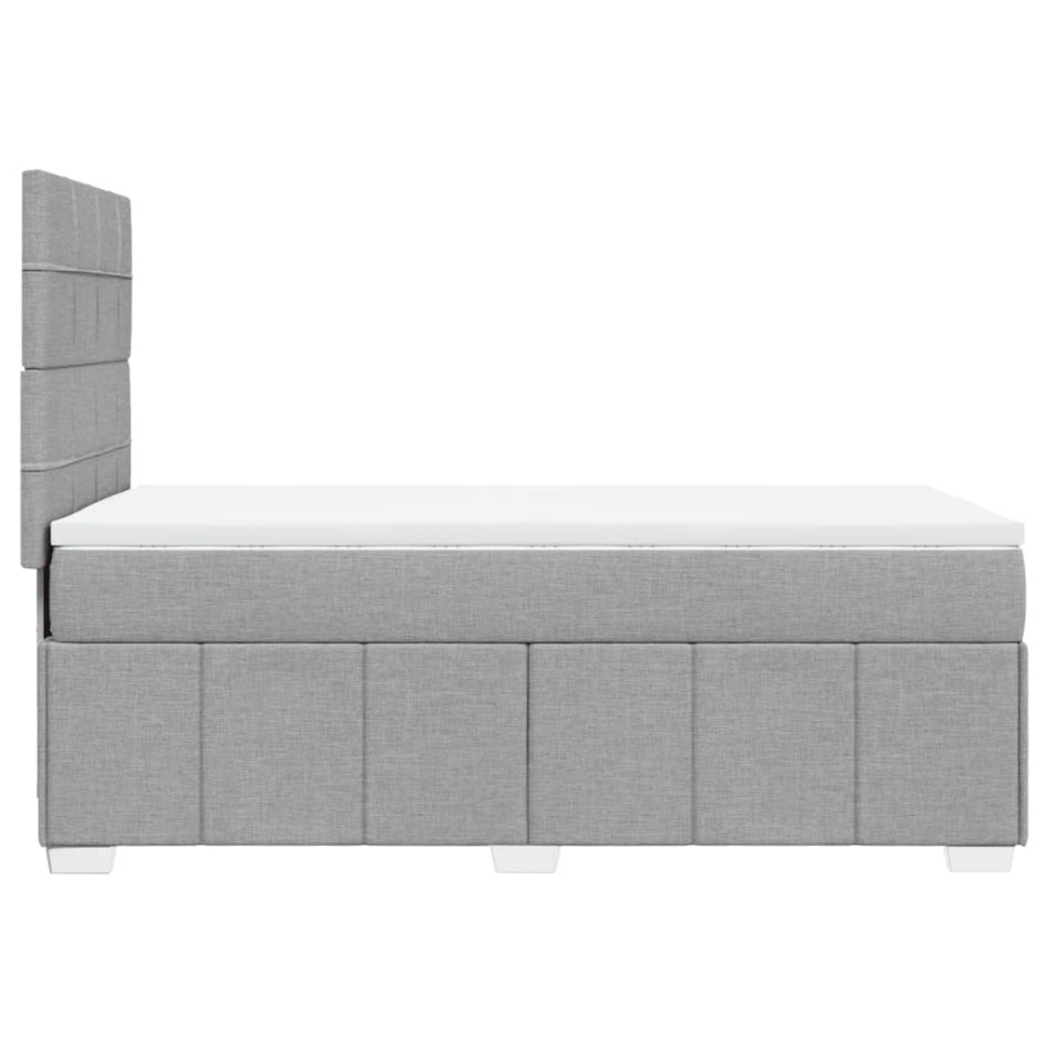 Cama box spring con colchón tela gris claro 80x200