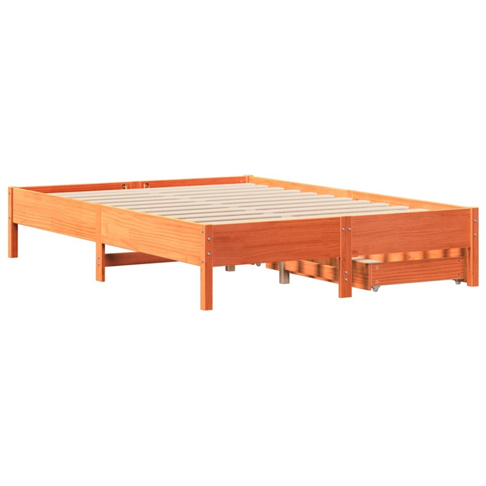 Estructura de cama sin colchón madera maciza marrón 135x190