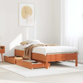 Estructura de cama sin colchón madera maciza marrón 90x190