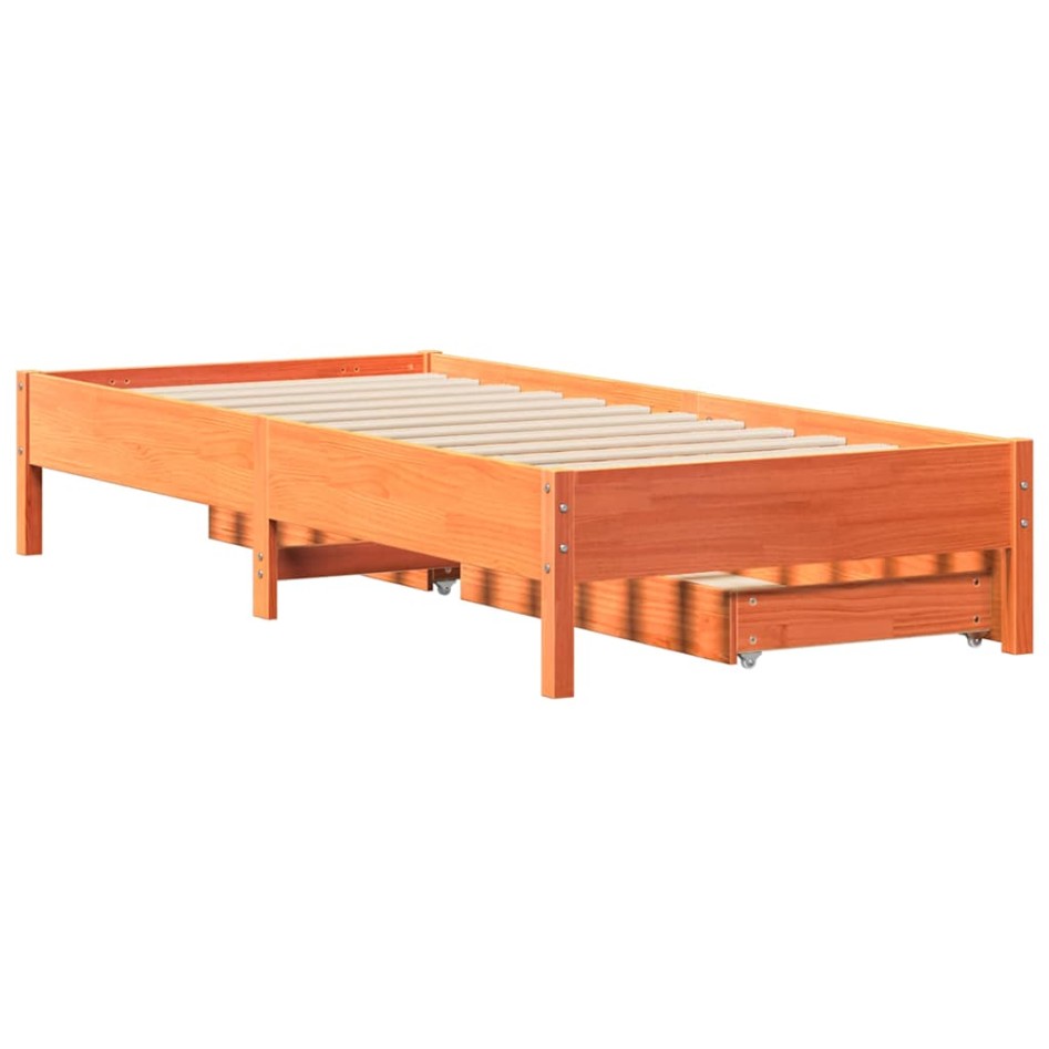 Estructura de cama sin colchón madera maciza marrón 90x190