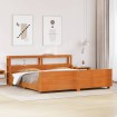 Cama sin colchón madera maciza de pino marrón cera 180x200 cm