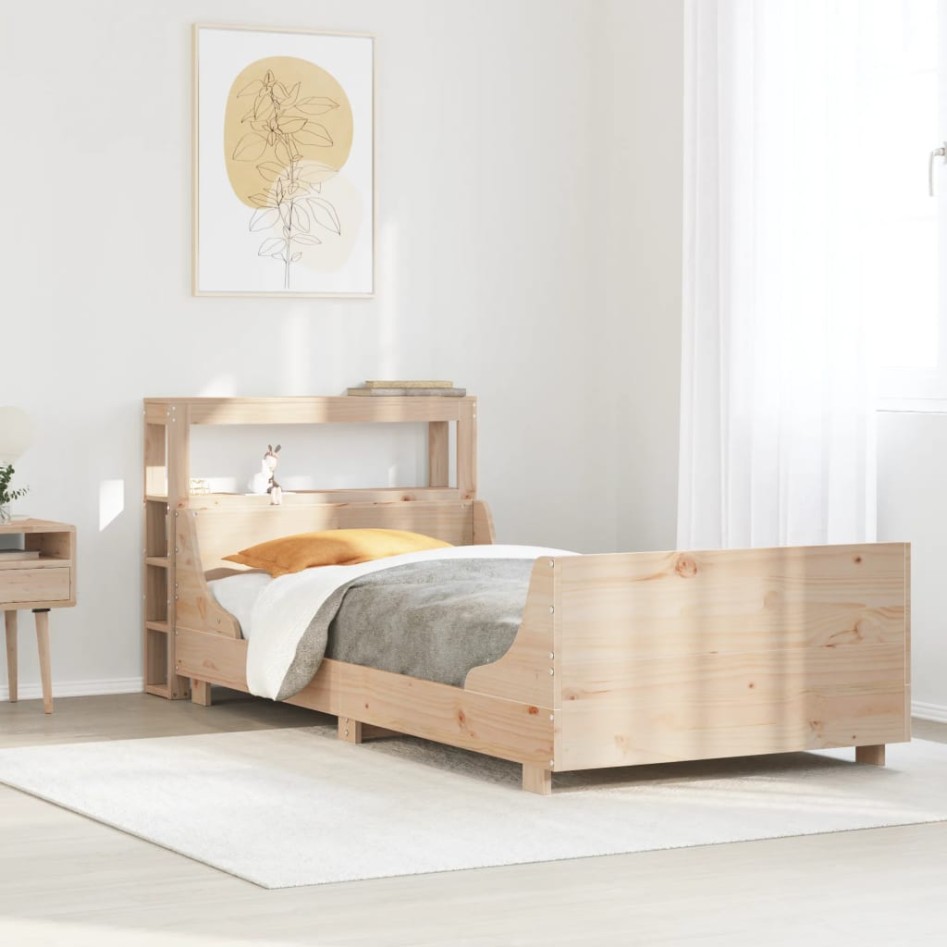 Estructura de cama sin colchón madera maciza de pino 100x200