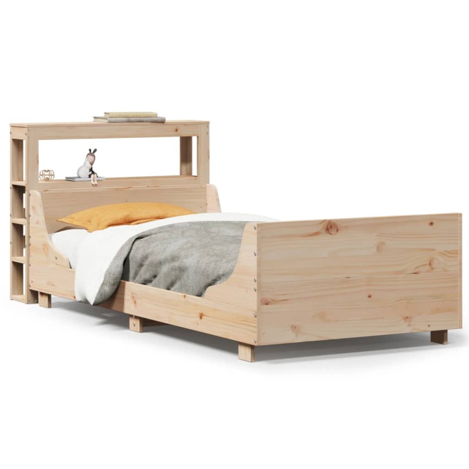 Estructura de cama sin colchón madera maciza de pino 100x200