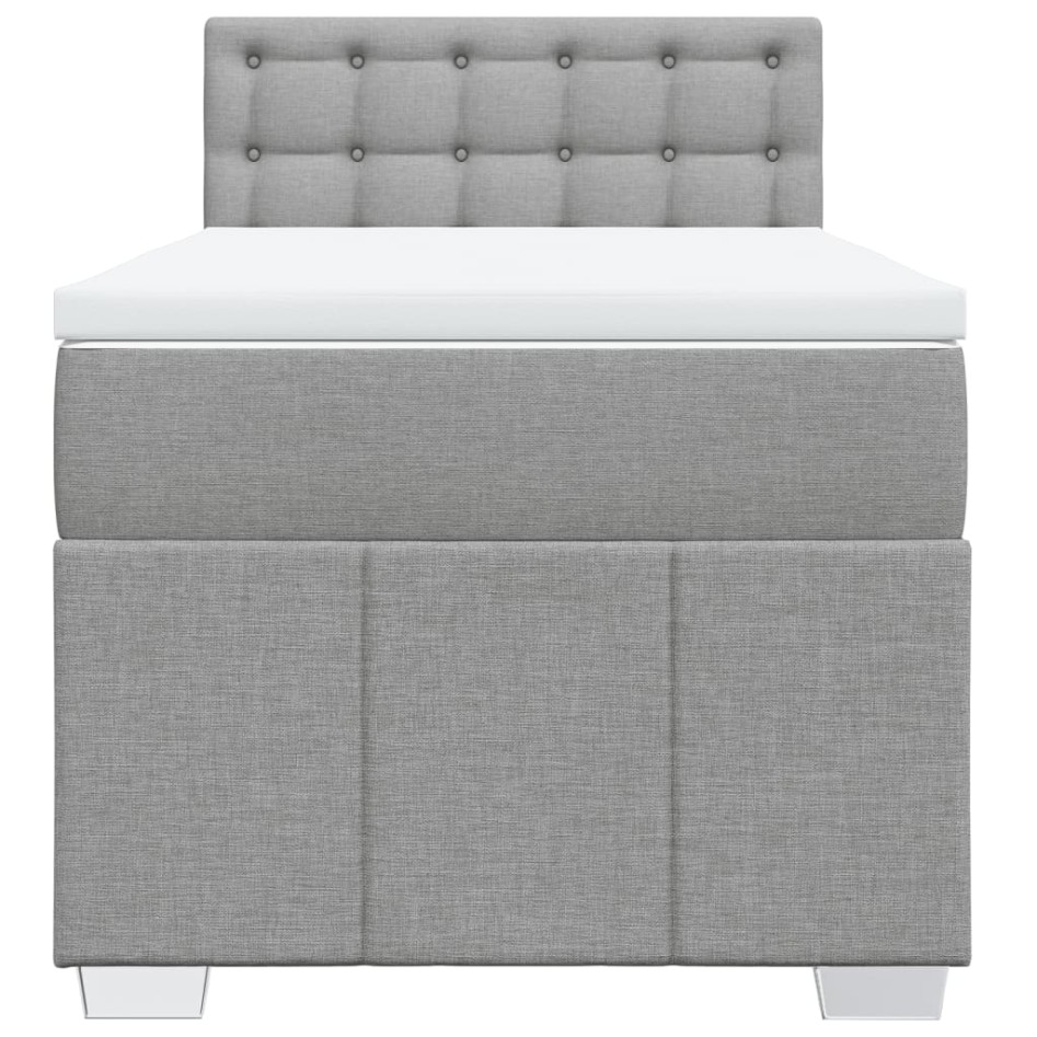 Cama box spring con colchón tela gris claro 90x200