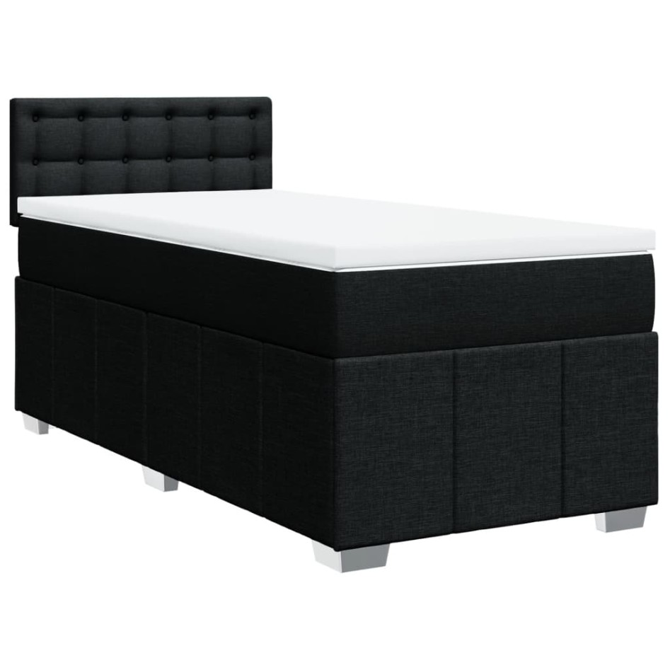 Cama box spring con colchón tela negro 90x200