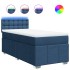 Cama box spring con colchón tela azul 90x200