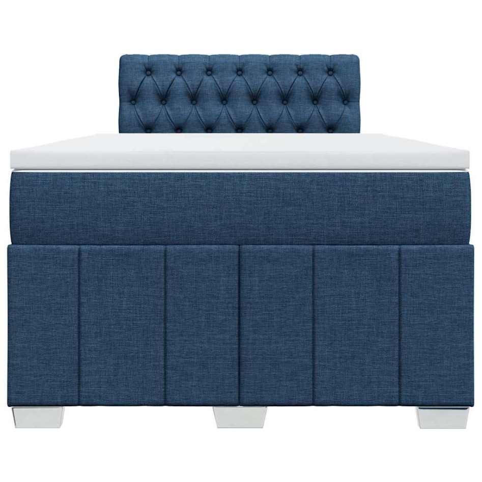 Cama box spring con colchón tela azul 120x200
