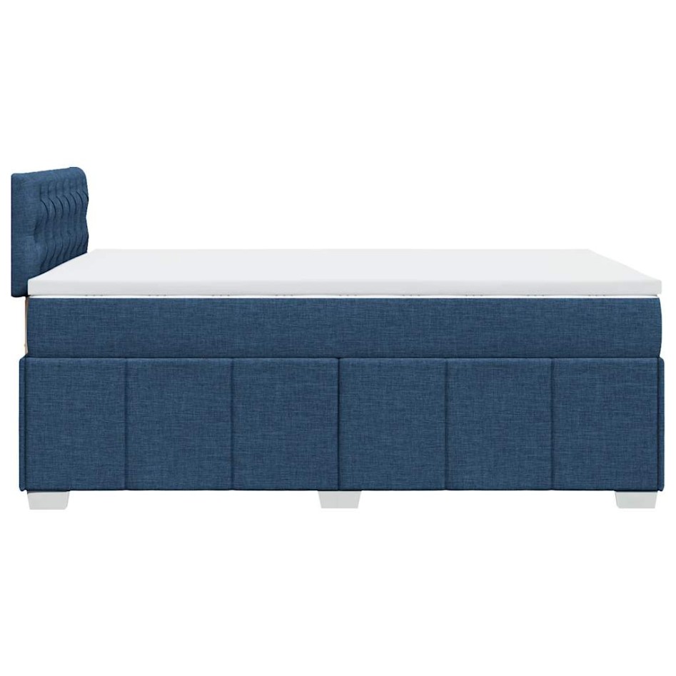 Cama box spring con colchón tela azul 120x200