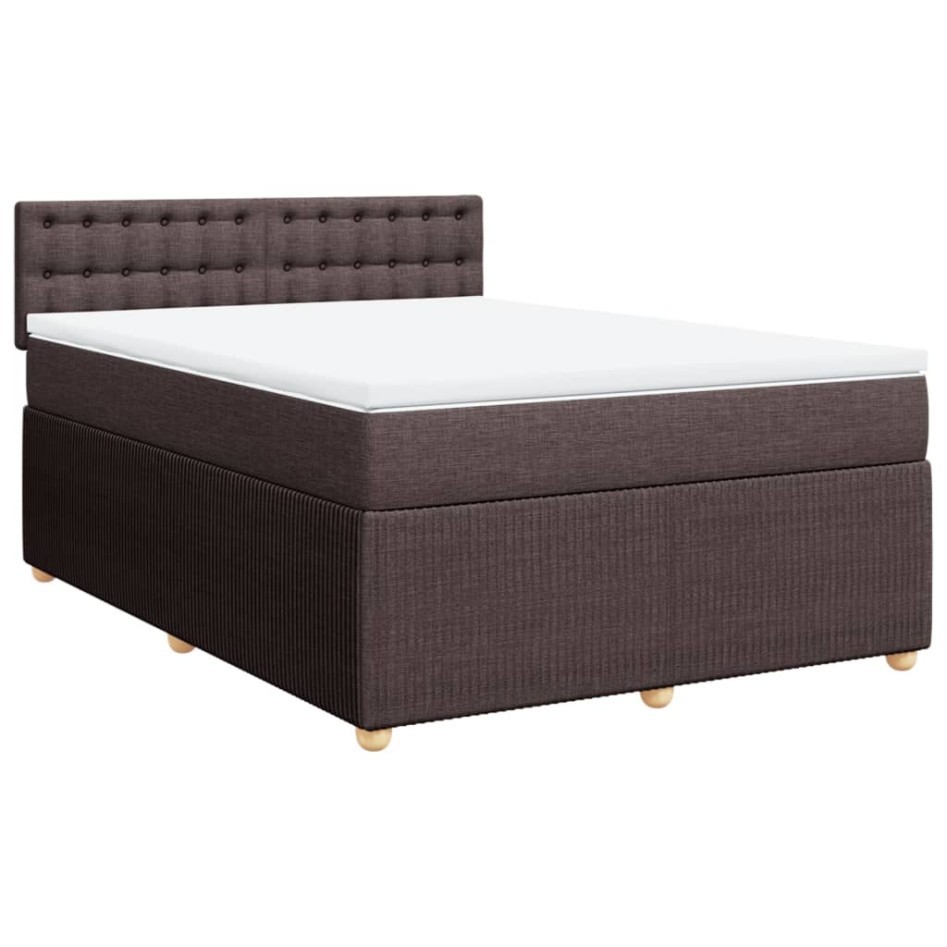 Cama box spring con colchón tela marrón oscuro 160x200