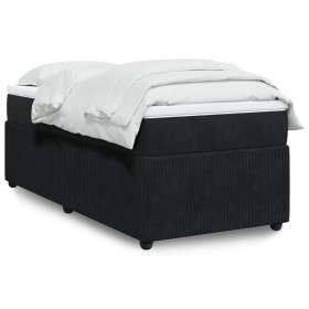Cama box spring con colchón cuero sintético negro 90x190
