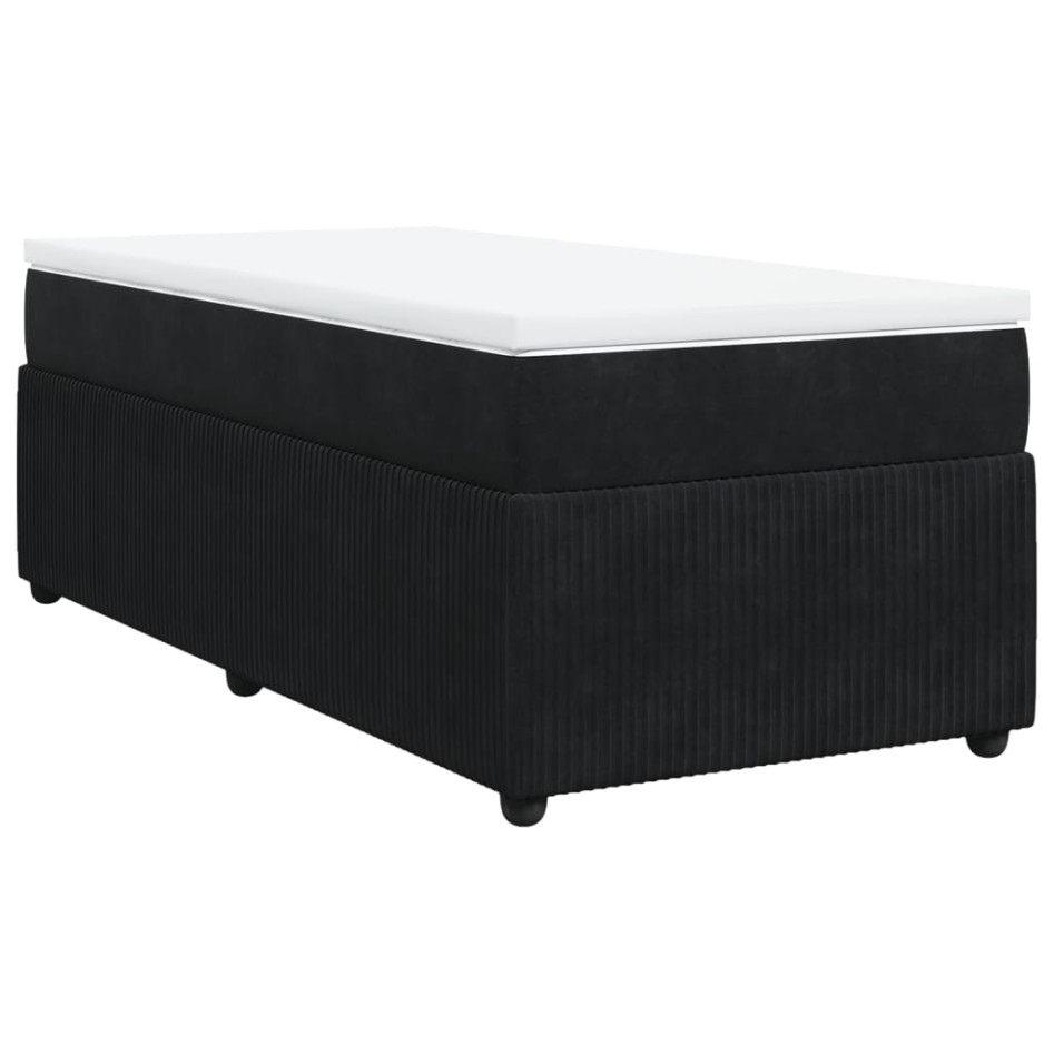 Cama box spring con colchón cuero sintético negro 90x190