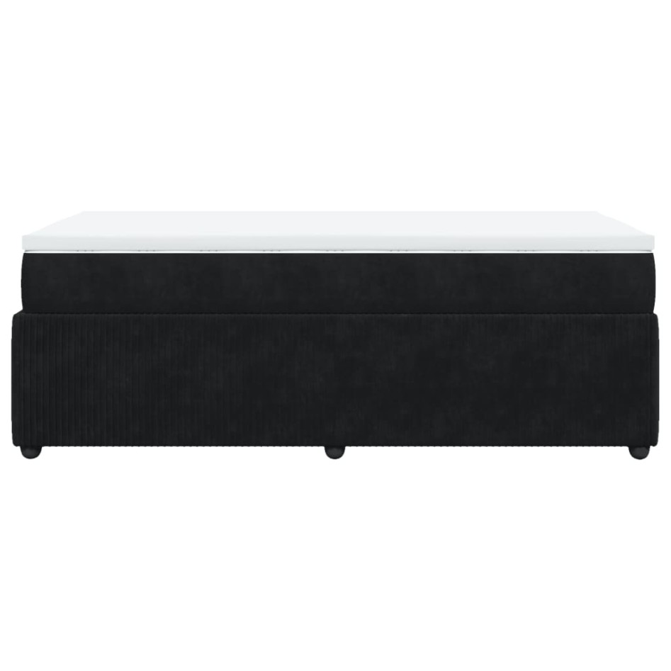 Cama box spring con colchón cuero sintético negro 90x190